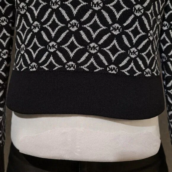 Michael Kors Size Medium (10-12) Black and Grey Logo Jacquard Sweater NW - Picture 7 of 13